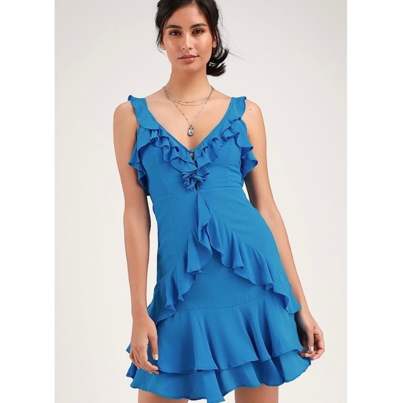 NWT Lulu’s Ruffle Mini Dress - Picture 2 of 7